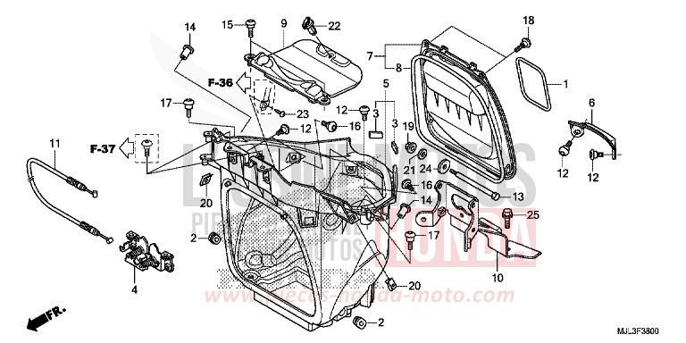 COMPARTIMENT A BAGAGES de NC750X "Méca" SWORD SILVER METALLIC (NHA95) de 2014